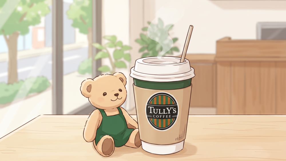 タリーズコーヒーのロゴ入りカップとベアフル