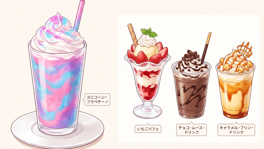 ユニコーン・フラペチーノと過去のドルチェ系商品の比較